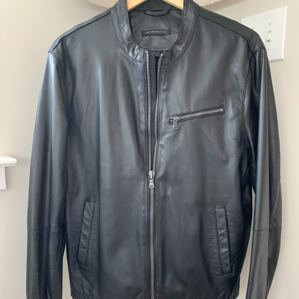 John Varvatos black leather jacket